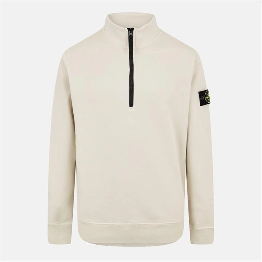 Stone Island 63420 Brushed Organic Cotton Half Zip Fleece - Beige